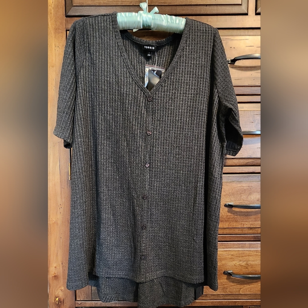 Torrid Waffle Button Front Favorite Tunic